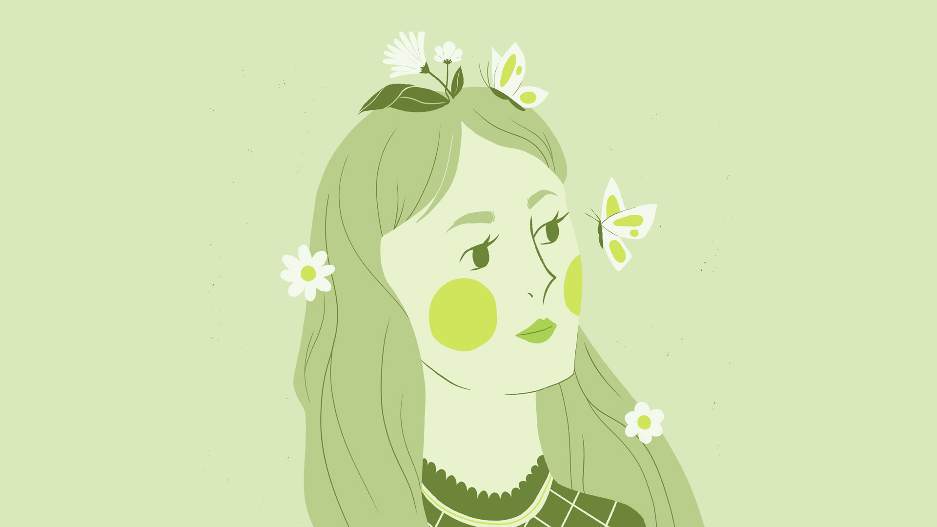 mixkit woman with spring flowers in her hair 42 desktop wallpaper